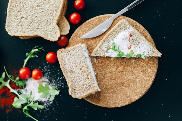 Sliced Bread And Sandwich On A Cork 