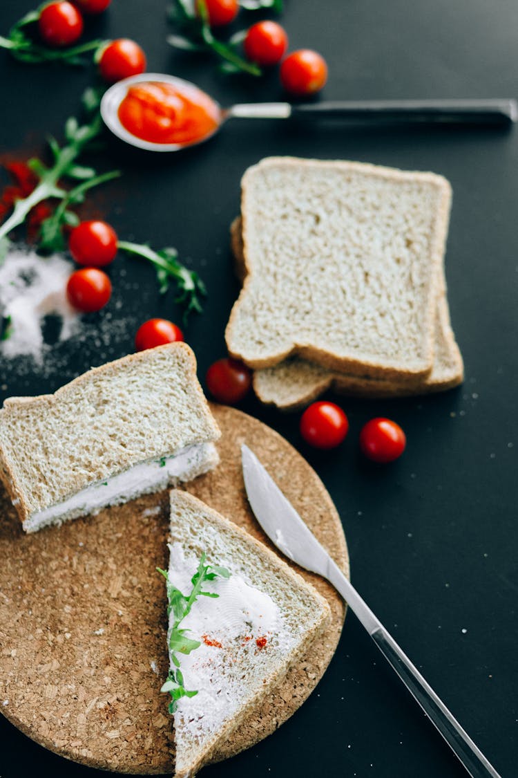 Sandwich On A Wooden Plate