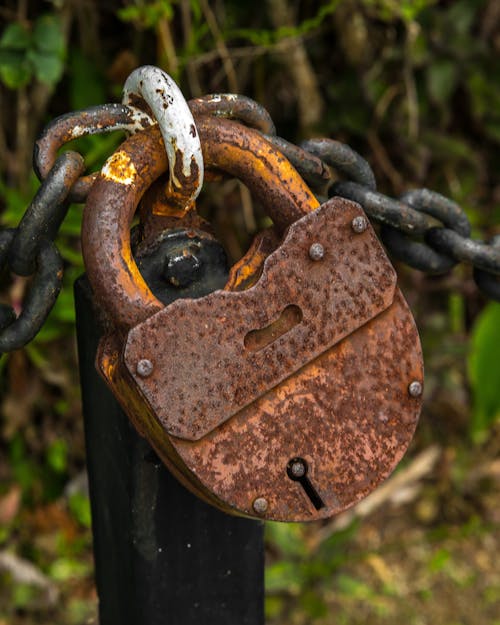 A Rusty Padlock and Chains