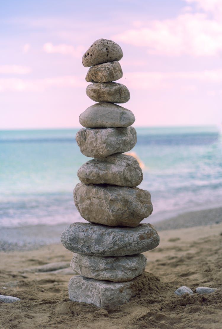 Stack Of Stones On Shore