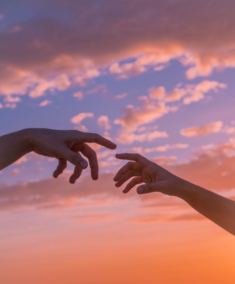 People Reaching Hands To Each Other