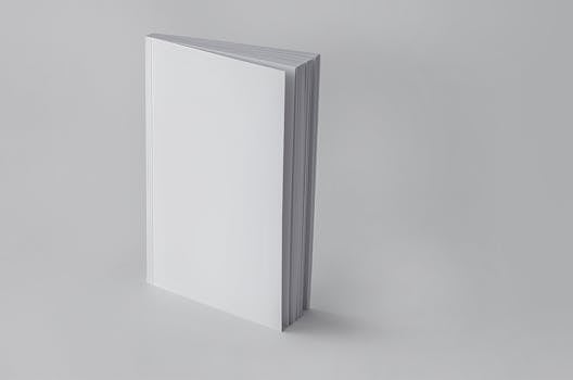 Elegant minimalist mockup of a standing blank white book against a gray background.