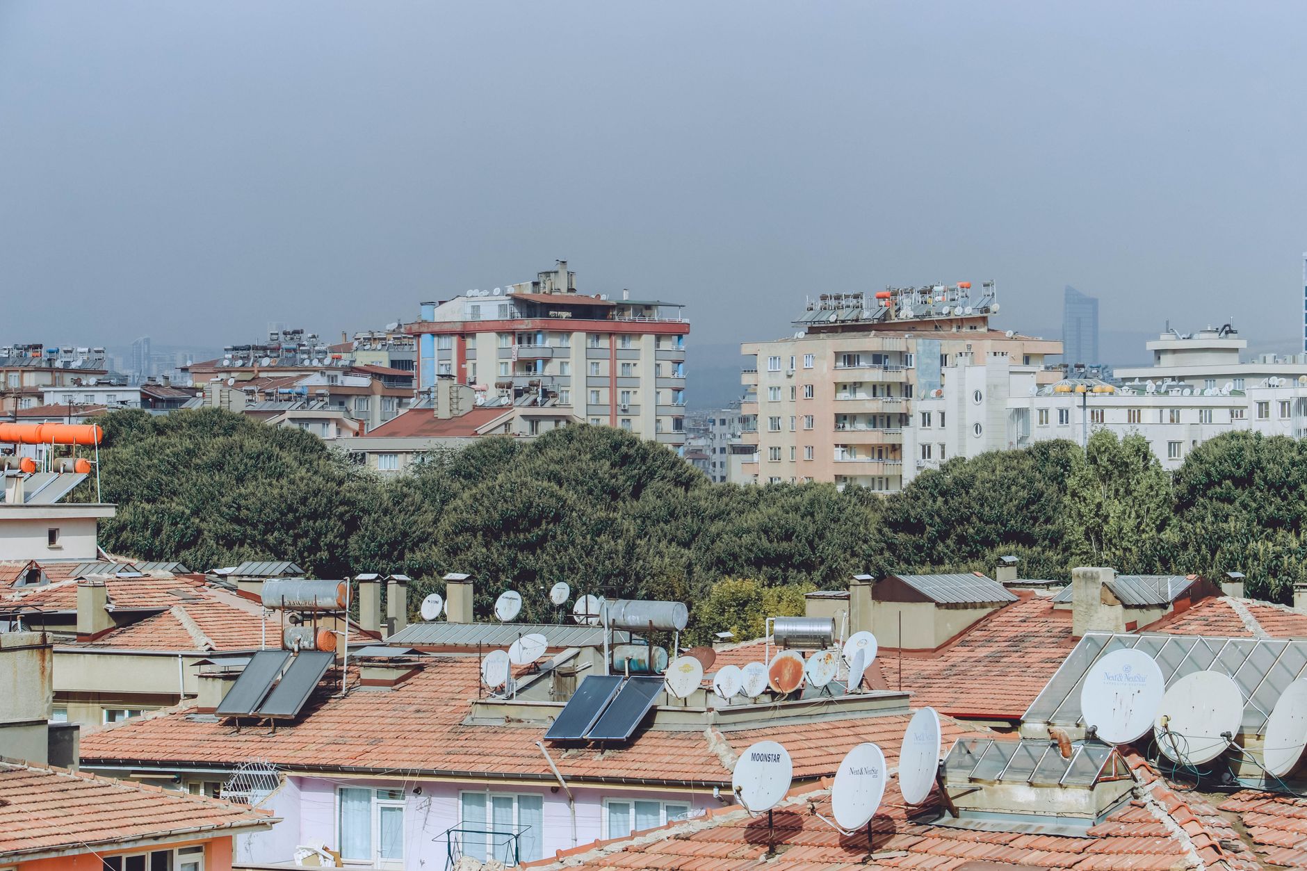 Singapore cluster home development with multiple units sharing roof infrastructure