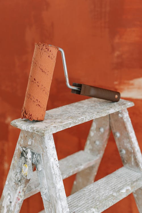 Free A Paint Roller on a Stepladder Stock Photo