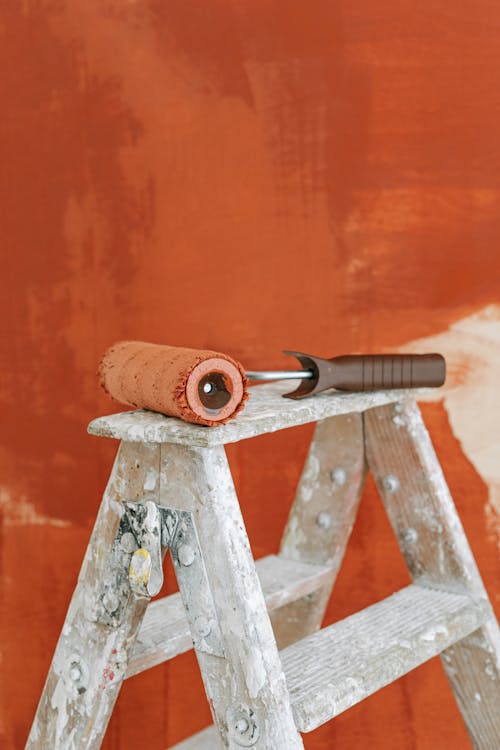 Free Paint Roller on a Stepladder Stock Photo