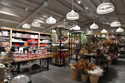 Browse the diverse merchandise and home decor in a cozy Italian retail store.