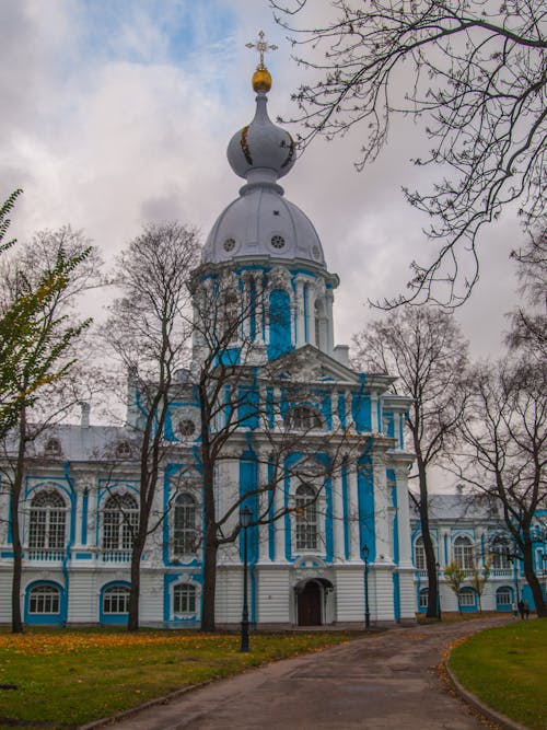 Foto profissional grátis de árvores nuas, construção, convento smolny