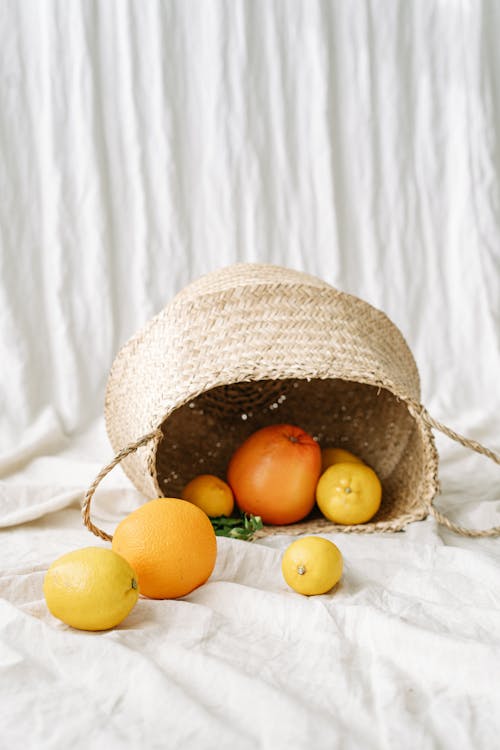 Základová fotografie zdarma na téma citrony, citrusový, košík