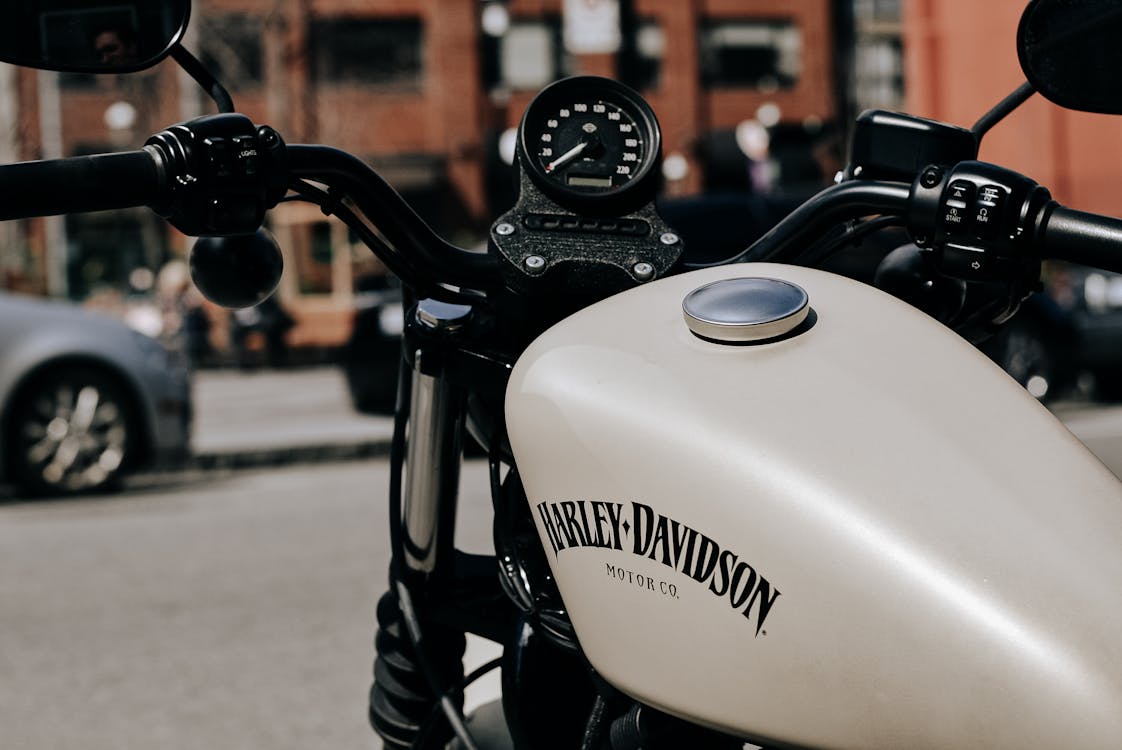 Brutal motorcycle parked on street