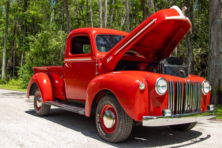 Red Vintage Ford Pickup Truck