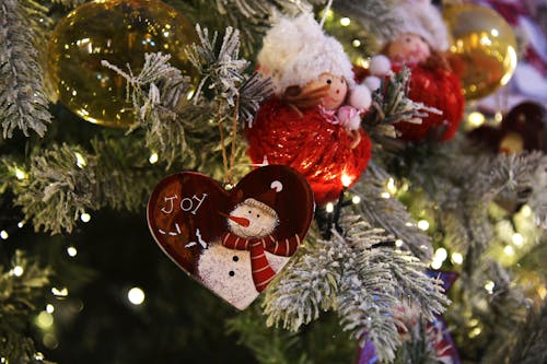 Free Christmas Ornaments on a Christmas Tree Stock Photo