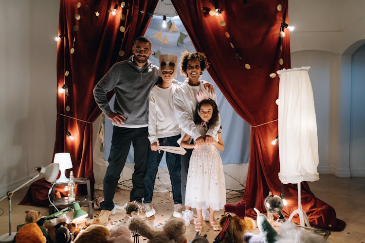 Family In Their Home-made Theatre 