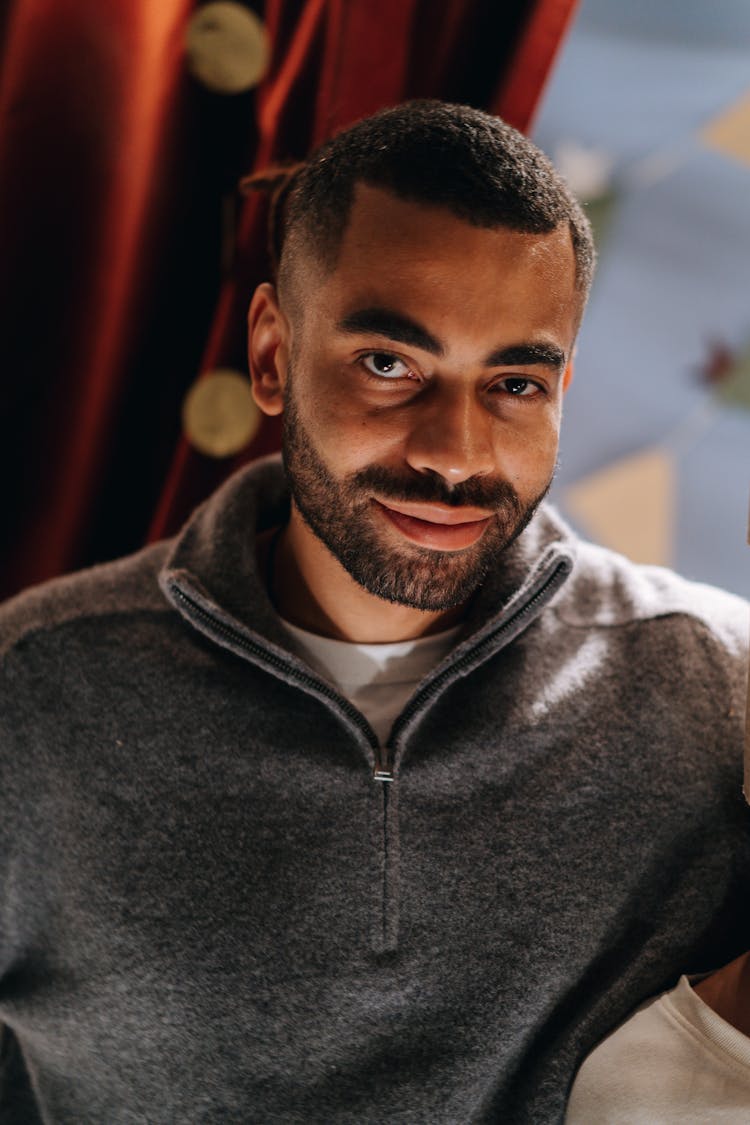 Close-up Photo Of Handsome Man In Gray Sweater 