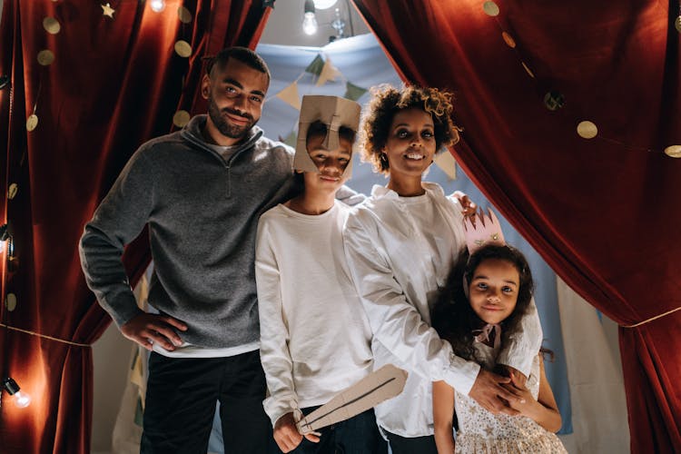 Happy Family In Their Home-made Theatre