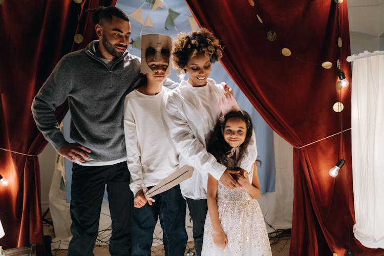 Happy Family In Their Home-made Theatre