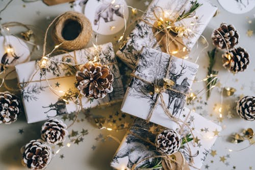 Free White and Gold Gift Boxes Stock Photo