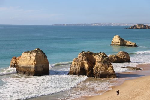 Free Breathtaking view of Praia da Rocha in Algarve, Portugal. Perfect for beach lovers. Stock Photo
