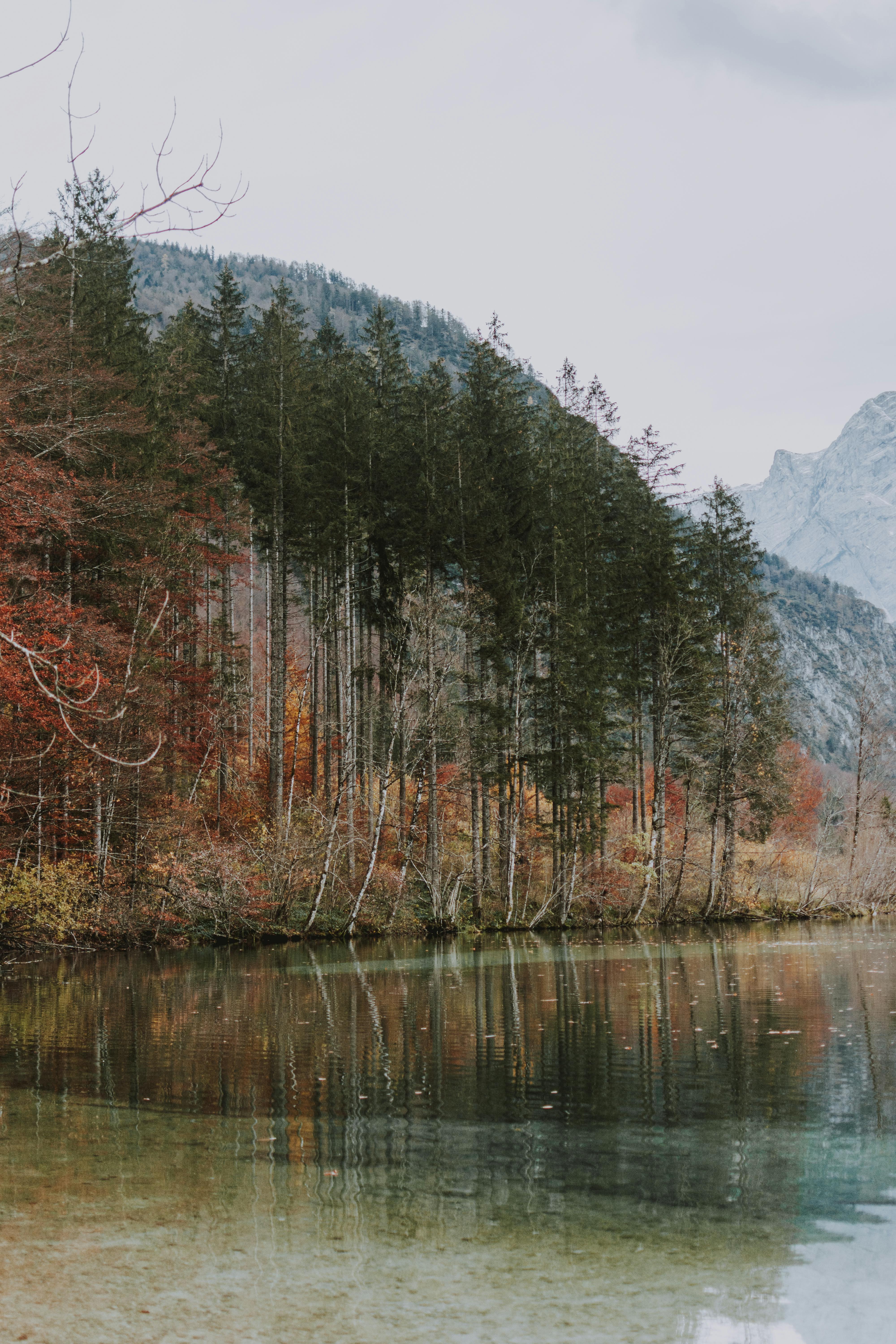 calm transparent lake in mountainous area