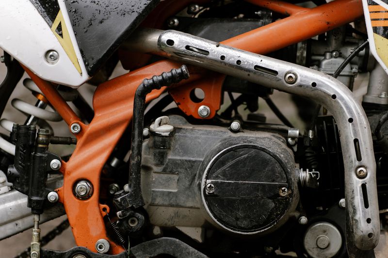 Detailed close-up of motorcycle engine showcasing mechanical components