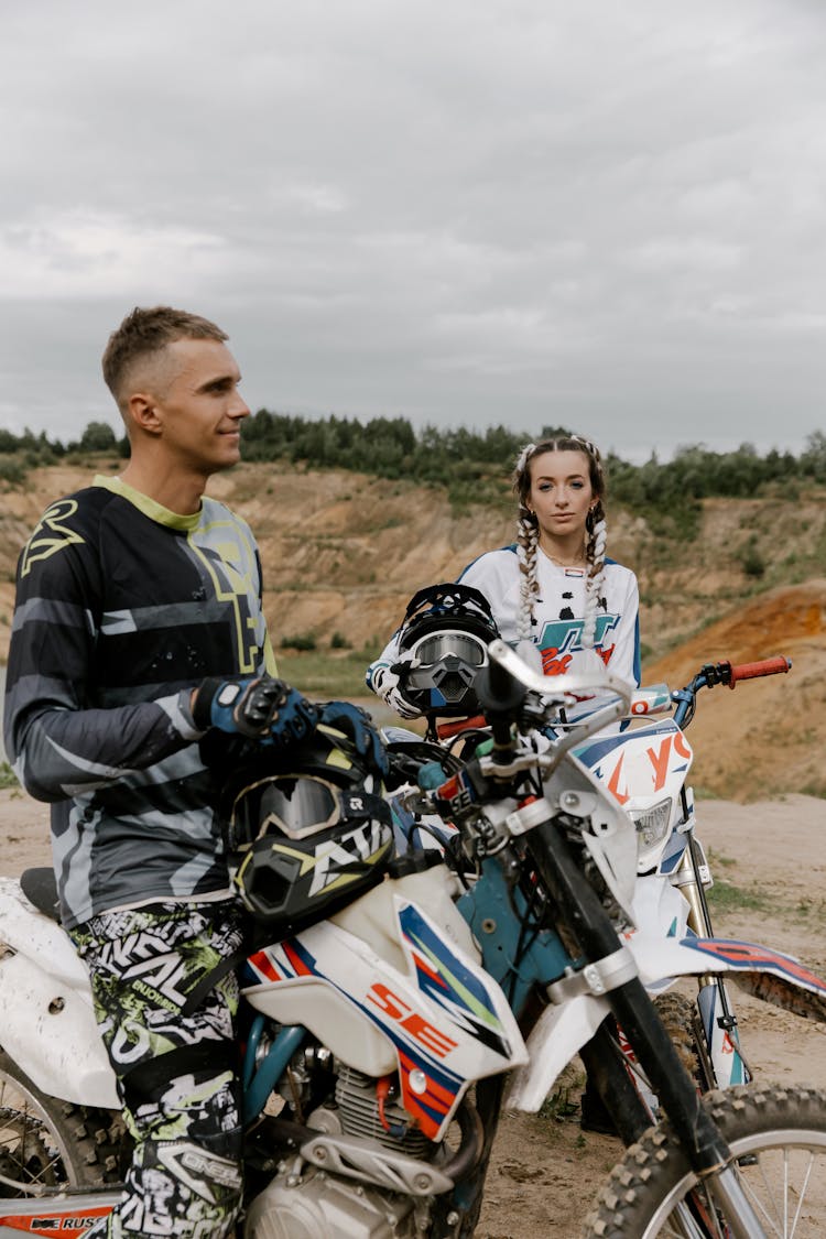 Man And Woman Riding On Motorcycles