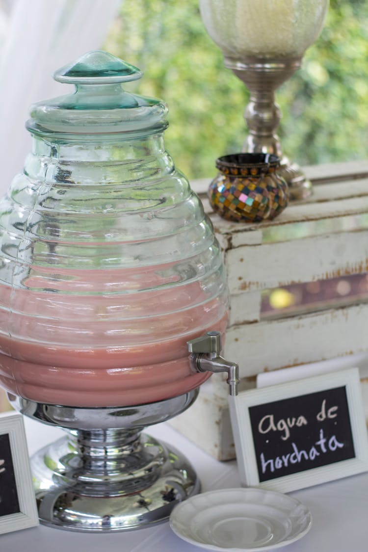 Glass Horchata Drink Dispenser