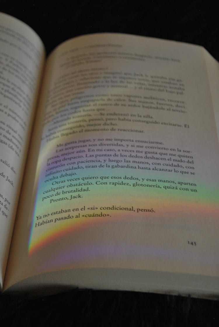 Rainbow Light On Text In Book