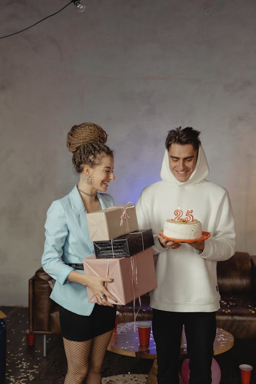 Free Two Young People Celebrating a Birthday Stock Photo