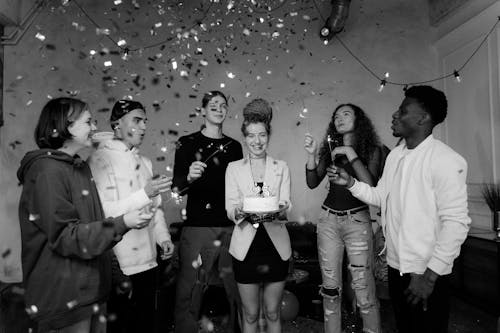 Group of Young People having a Birthday Celebration