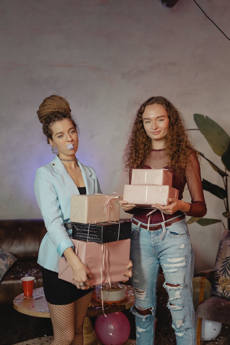 Beautiful Women Carrying Gifts