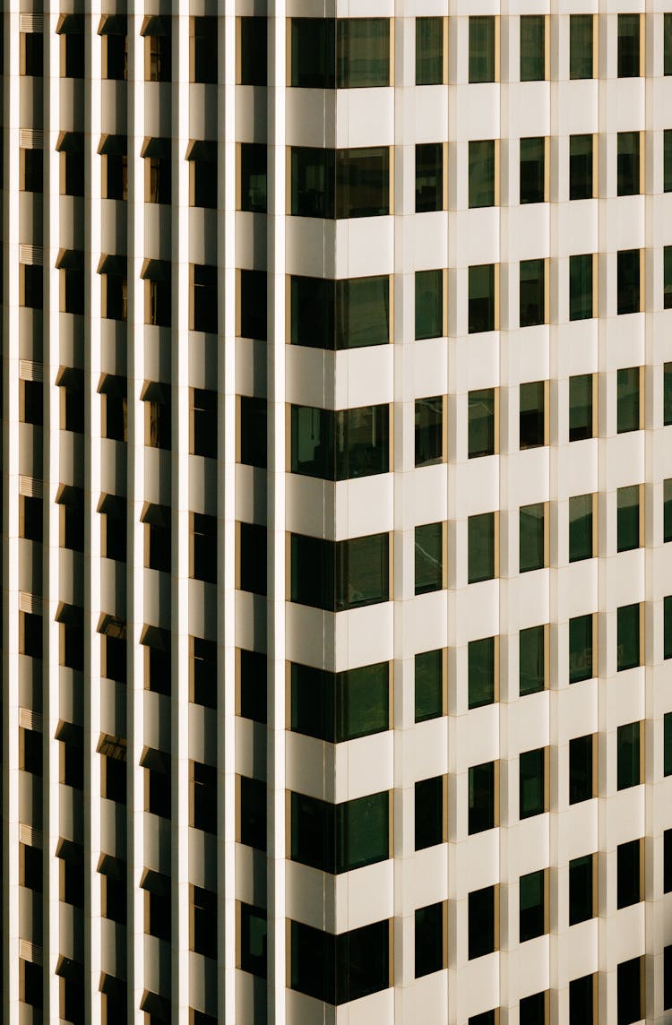 Abstract Modern Building With Glass Windows