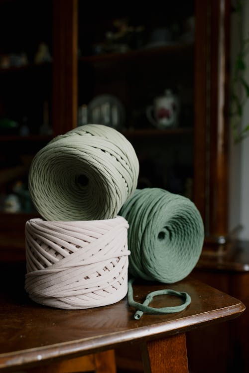 Free Close-Up Shot of Assorted Rolled Yarns Stock Photo