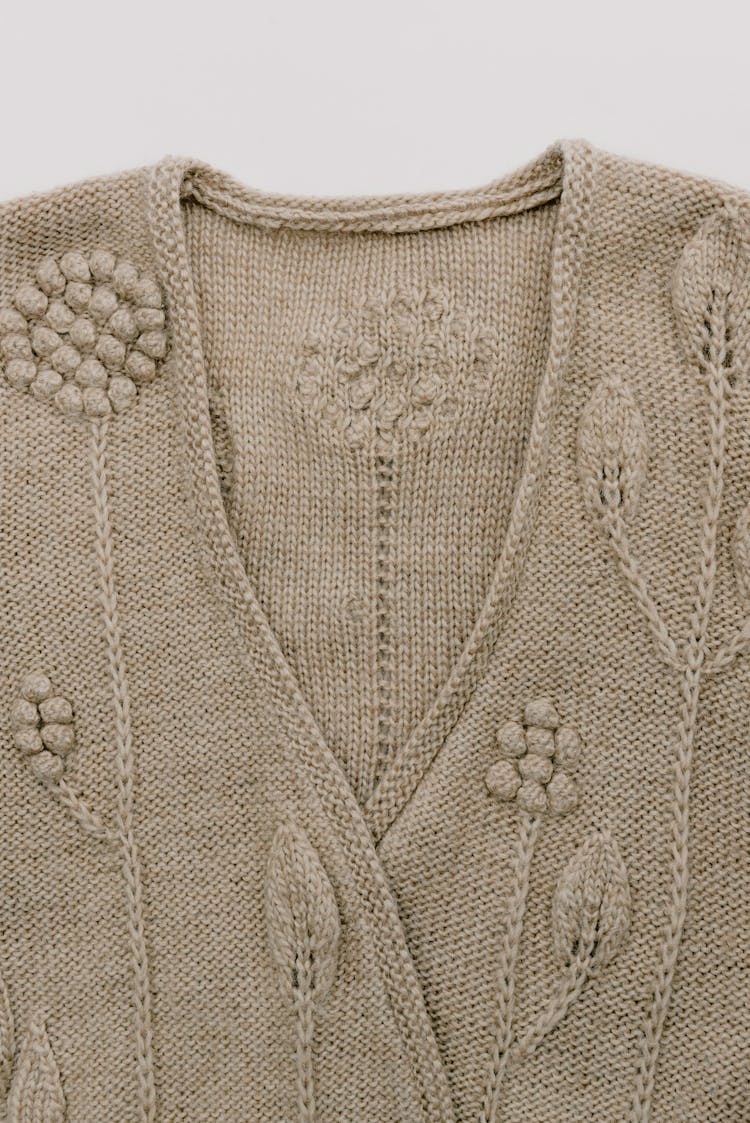 Beige Knitwear With Floral Pattern