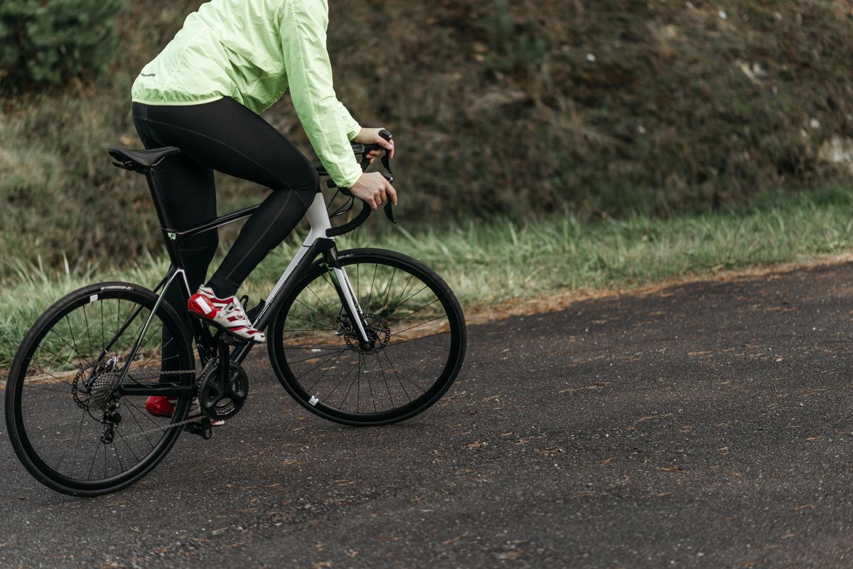 Cyclist riding a road bike