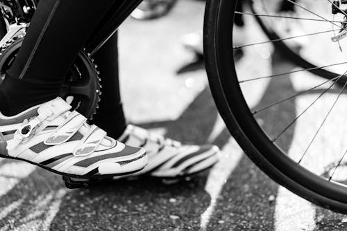 Free Person Wearing Cycling Cleats Stock Photo