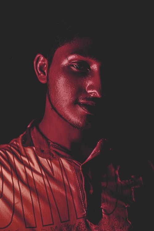 Free stock photo of black and red, half face, photography