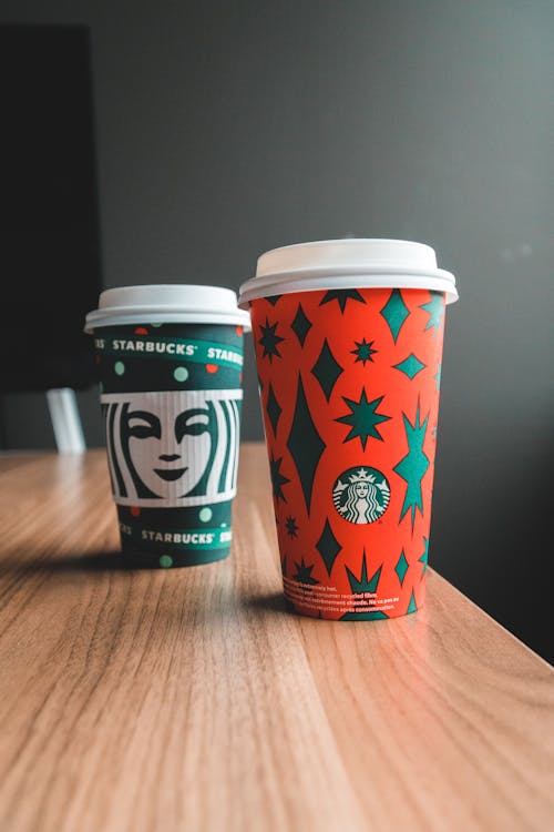 Coffee Cups on a Wooden Table 