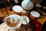 White and Brown Drum Set