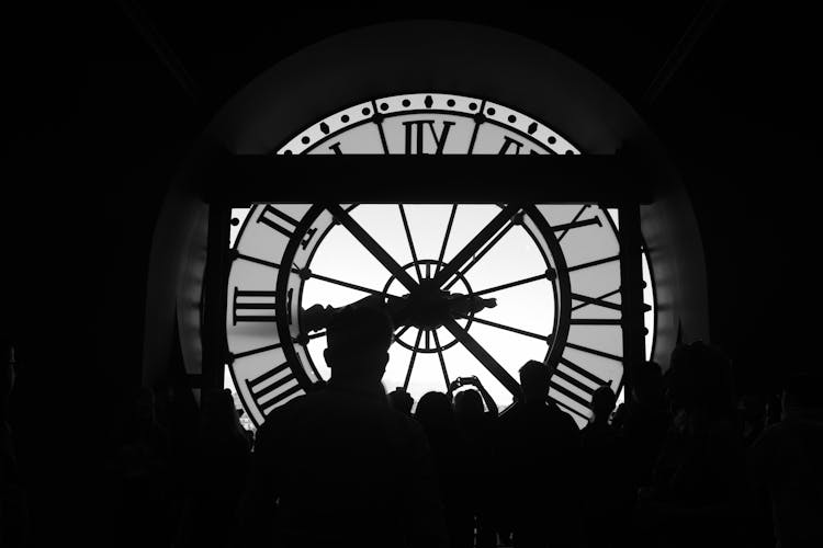 Silhouette Of People In Musee D'Orsay Clock