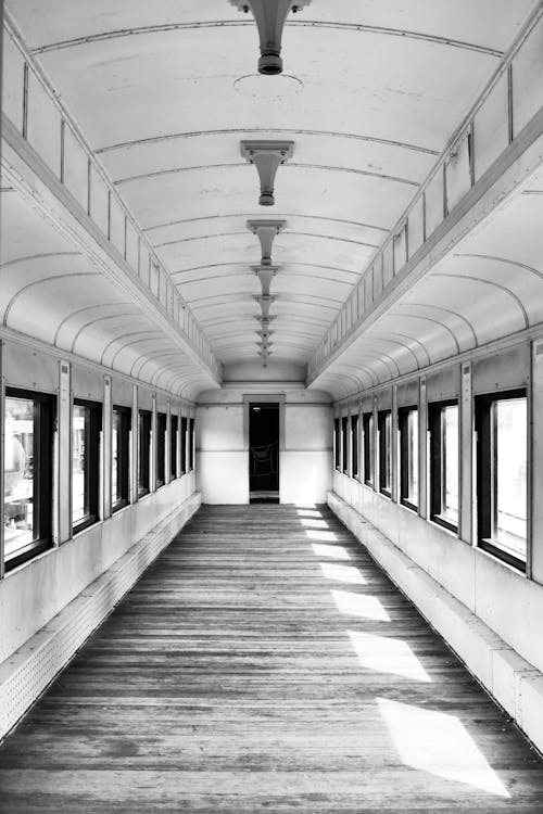 Free Grayscale Photo of Empty Hallway  Stock Photo