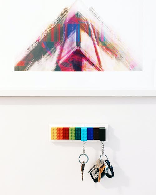 Keys Hanging Under Picture on the Wall