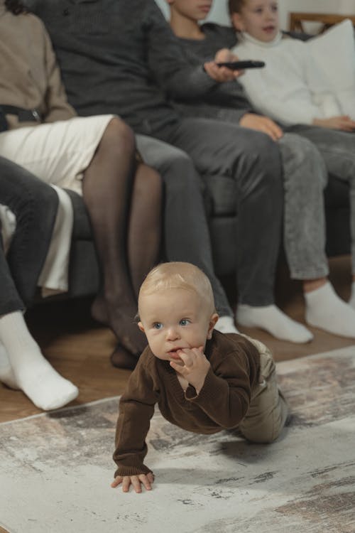 Cute Toddler crawling onFloor 