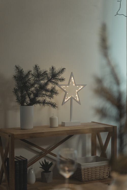 Christmas Decors on a Wooden Table
