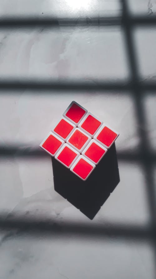 Free Red Boxes in a Rubik Cube Stock Photo