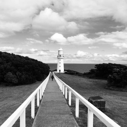 Free Black and White Photo of Cape Otway Lighthouse in Victoria Australia Stock Photo