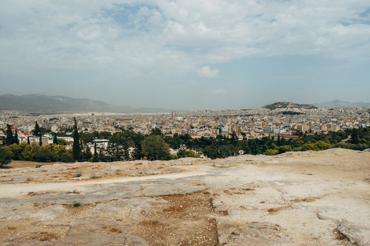 Panorama Of Athens From The Mountain Top