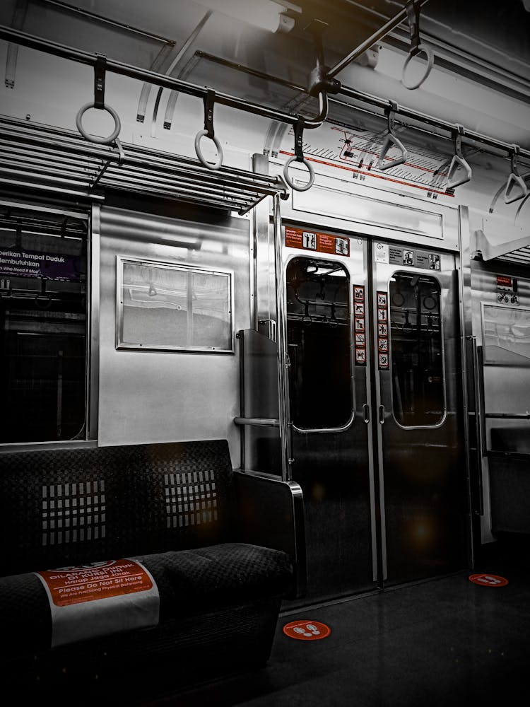 Empty Interior Of Subway Train