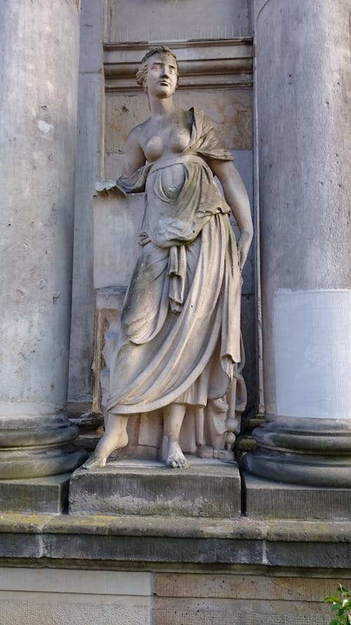 Woman in Dress Marble Statue