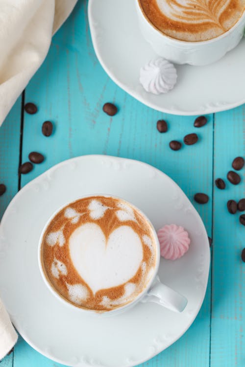 Top View Of Latte Art Coffee 