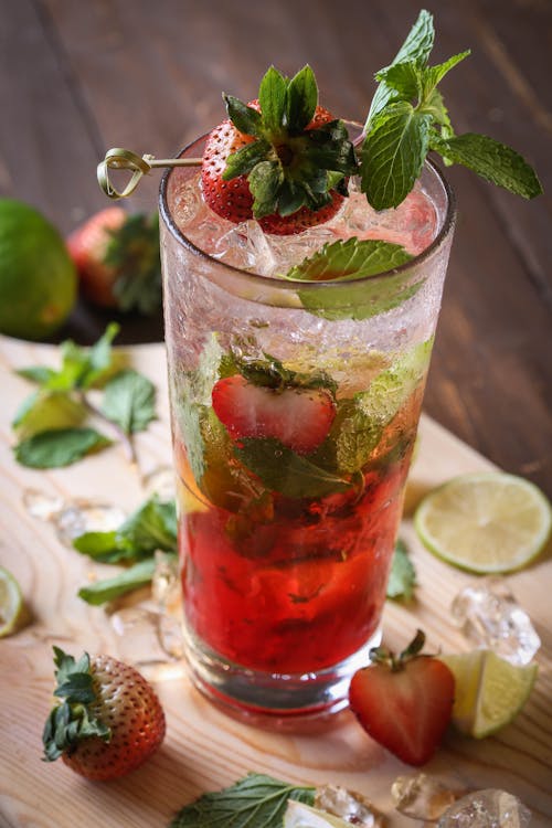 Clear Drinking Glass With Red Liquid