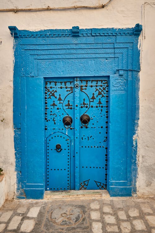 Kostnadsfri bild av betong, blå, dörr